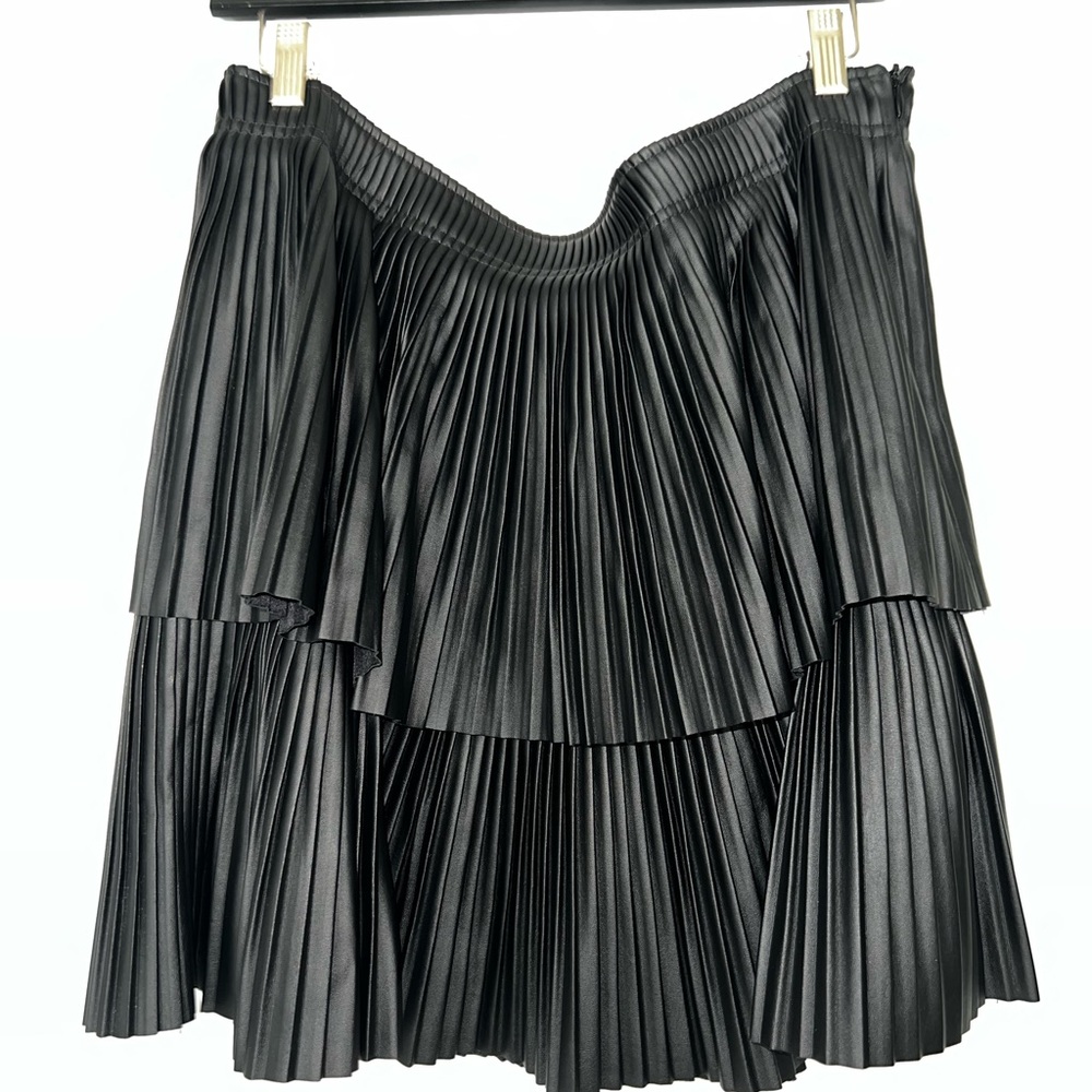 Tier Faux Leather Skirt